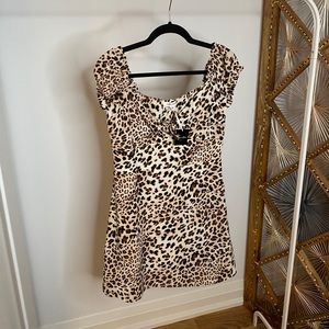 Cap Sleeve Leopard Print Mini Dress